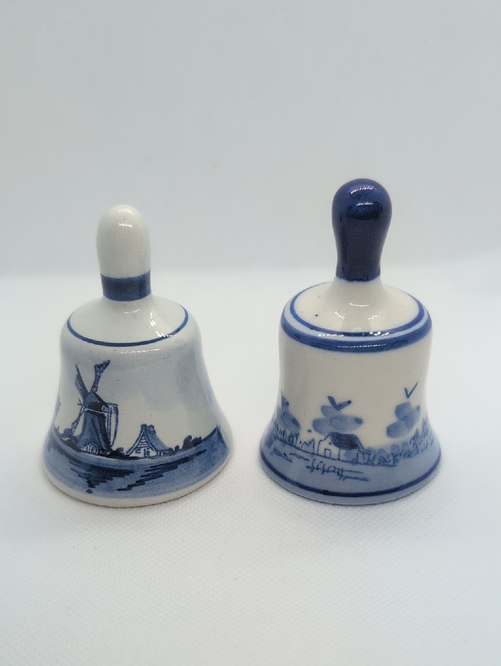 VtgDelft Blue and White Ceramic Decorative Bells - Delft-Style Home Accent